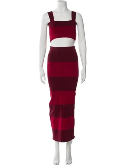 Pre-owned Posse Striped Skirt Set In Red