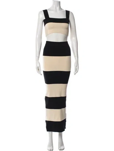 Pre-owned Posse Striped Skirt Suit In Neutrals