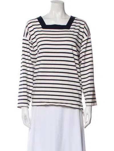 Pre-owned Posse Striped Square Neckline Top In Black