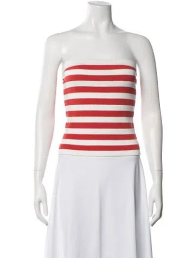 Pre-owned Posse Striped Strapless Crop Top In Black