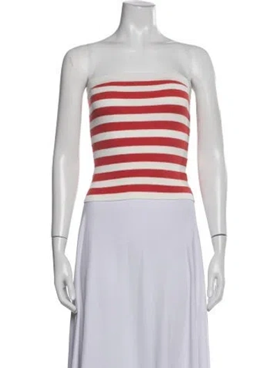 Pre-owned Posse Striped Strapless Crop Top In Red