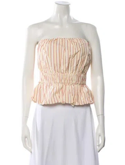 Pre-owned Posse Striped Strapless Crop Top W/ Tags In Neutral