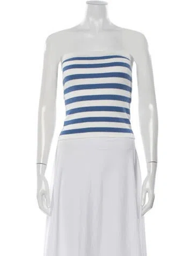 Pre-owned Posse Striped Strapless Crop Top W/ Tags In Neutrals