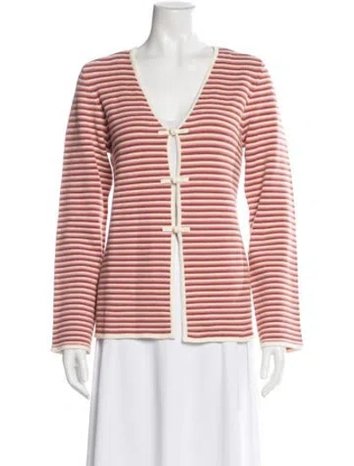 Pre-owned Posse Striped V-neck Sweater In Pink
