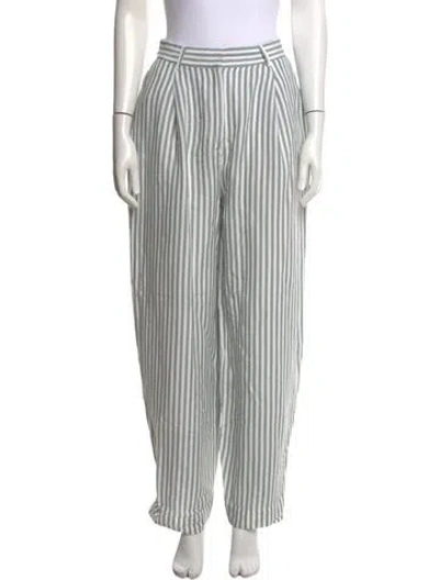 Pre-owned Posse Striped Wide Leg Pants In White