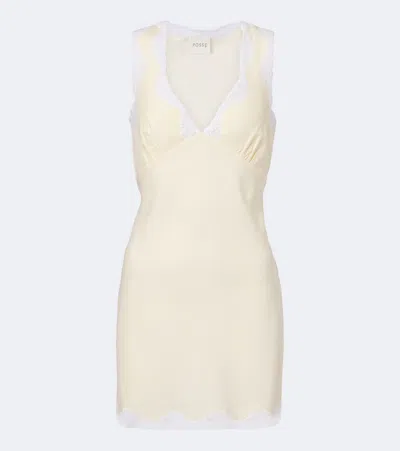 Posse Tabitha Embroidered Minidress In Neutral