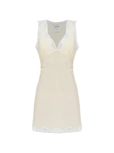 Posse Tabitha Lace-trim Scalloped Mini Dress In Neutral