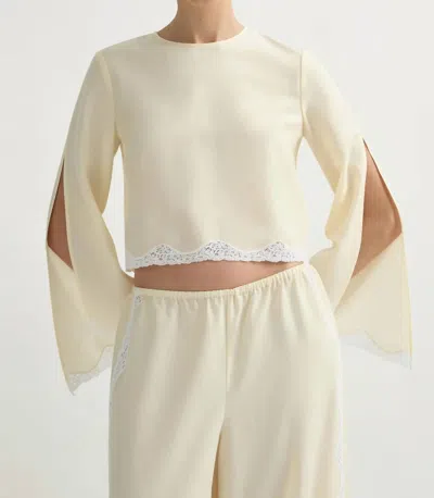 Posse Tabitha Long Sleeve Blouse In Buttermilk In White