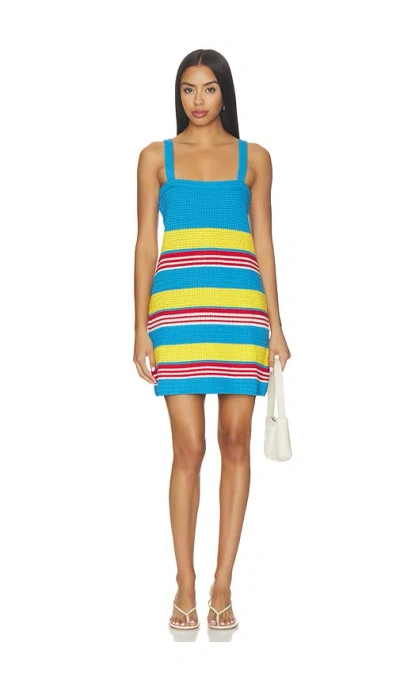 Posse Tammy Dress In Blue Multi Stripe