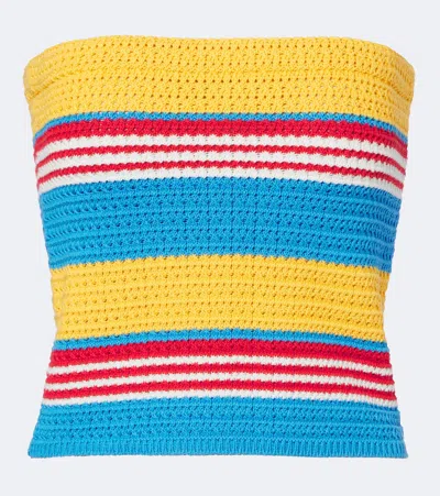 Posse Tammy Striped Cotton Strapless Top In Multi