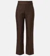 Posse Thea Pinstripe High-rise Linen Pants In Brown
