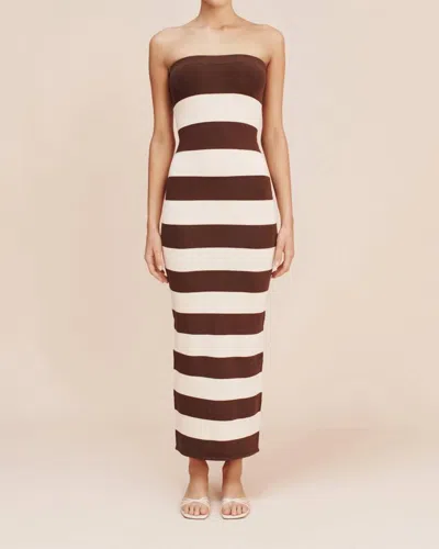 Posse Theo Strapless Two-tone Stripe Maxi Dress In Multi