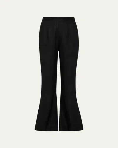 Posse Tia Linen Flare Trousers In Black