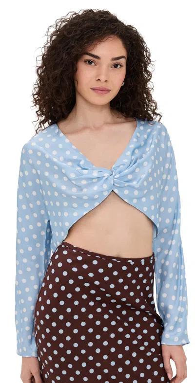 Posse Tillie Long Sleeve Top Blue Polka Dot