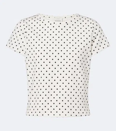 Posse Tommy Polka-dot Cotton-blend Jersey T-shirt In White