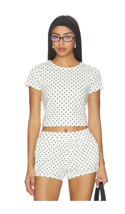 Posse Tommy Tee In Ivory Black Polka Dot