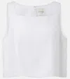 Posse Val Cropped Linen Top In White