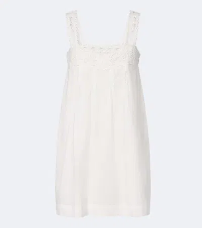 Posse Veda Crochet-trimmed Cotton Minidress In White