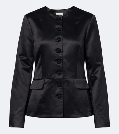 Posse Verity Cotton And Silk Satin Jacket In Black