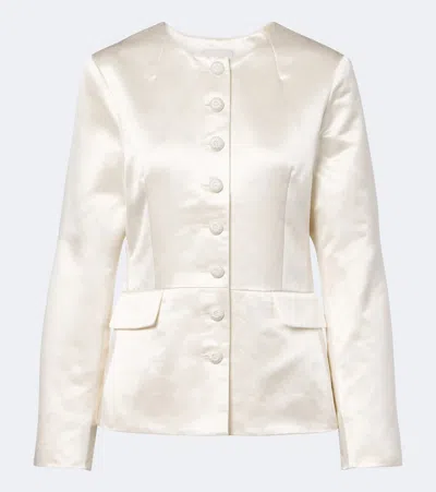 Posse Verity Cotton And Silk Satin Jacket In White