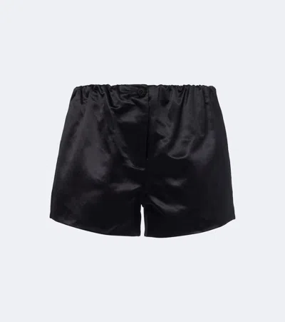 Posse Verity Cotton And Silk Satin Shorts In Black