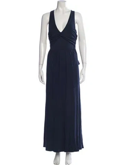 Pre-owned Posse V-neck Long Dress In Blue