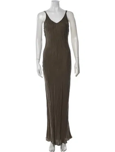 Pre-owned Posse V-neck Long Dress W/ Tags In Green