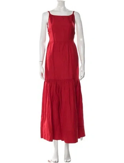 Pre-owned Posse V-neck Long Dress W/ Tags In Red