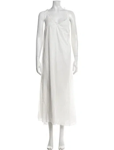 Pre-owned Posse V-neck Long Dress In White