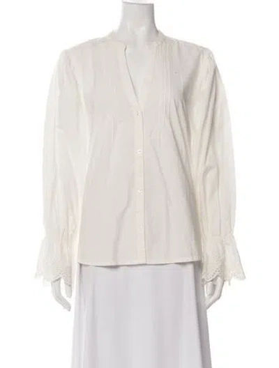 Pre-owned Posse V-neck Long Sleeve Blouse In Multi