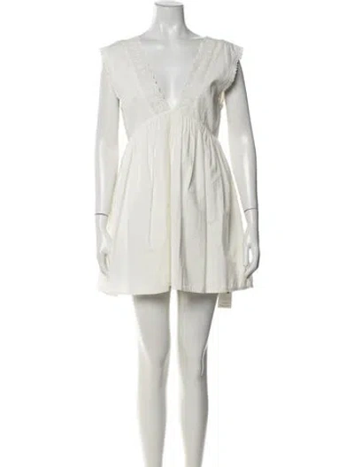 Pre-owned Posse V-neck Mini Dress In Neutrals