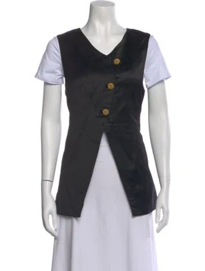 Pre-owned Posse V-neck Short Sleeve Top In Black