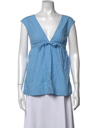 Pre-owned Posse V-neck Short Sleeve Top In Blue