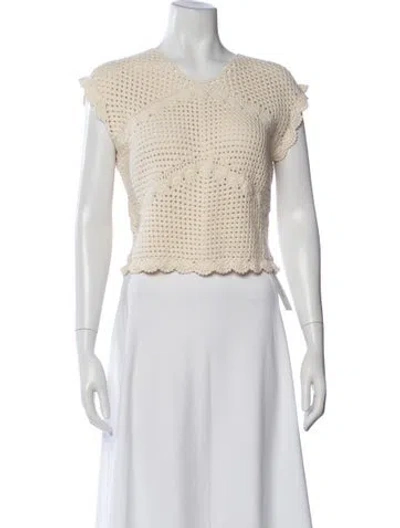 Pre-owned Posse V-neck Short Sleeve Top In Neutrals