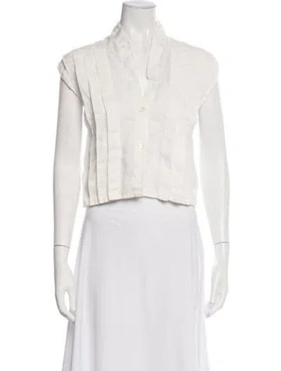 Pre-owned Posse V-neck Short Sleeve Top In White