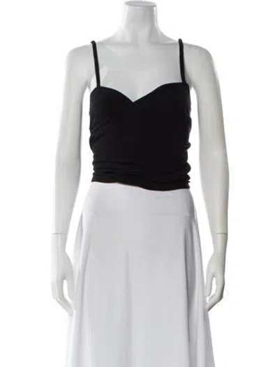 Pre-owned Posse V-neck Sleeveless Crop Top In Black