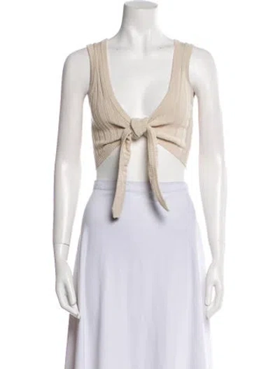 Pre-owned Posse V-neck Sleeveless Crop Top W/ Tags In Neutral