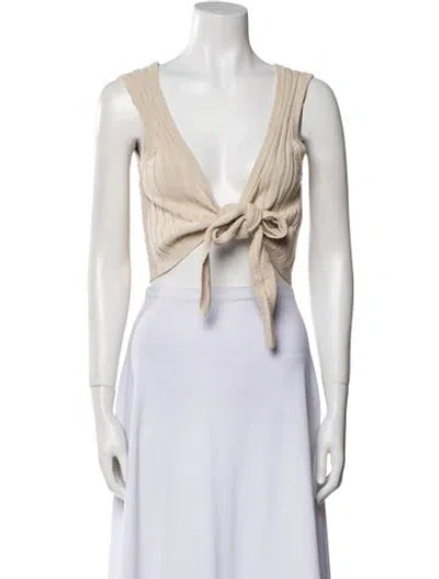 Pre-owned Posse V-neck Sleeveless Crop Top In Yellow