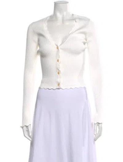 Pre-owned Posse V-neck Sweater In White