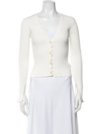 Pre-owned Posse V-neck Sweater In White