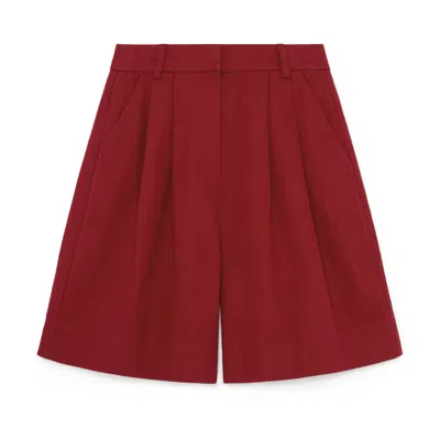 Posse Wesley High Waist Cotton Shorts In Garnet