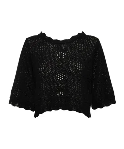 Posse Willa Knitted Crop Top In Black