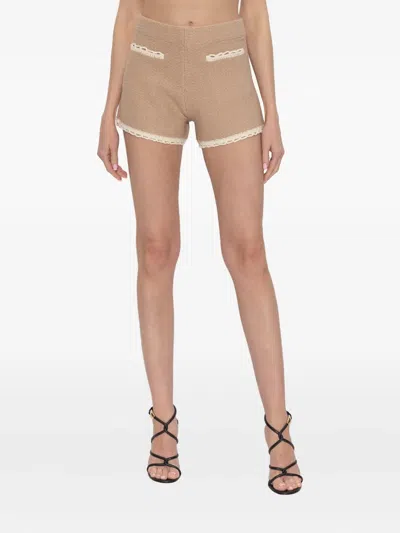Posse Willow Crochet-trim Shorts In Neutral