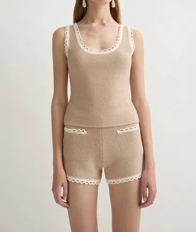 Posse Willow Sleeveless Scallop Top In Taupe In Brown