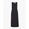 POSSE WOMENS BLACK ALICE SQUARE-NECK LINEN MIDI DRESS XS