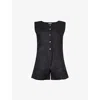 POSSE POSSE WOMEN'S BLACK EMMA BUTTON-DOWN LINEN WAISTCOAT