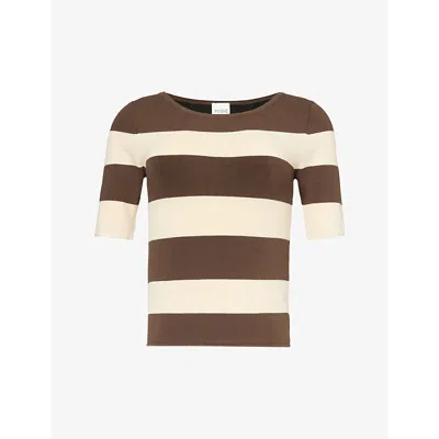 Posse Theo Striped Knitted Top In Brown
