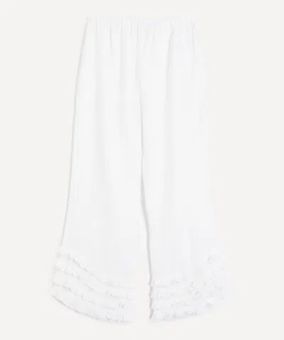 Posse Women's Florence Linen Ruffle Trousers In White