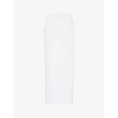 Posse Womens Ivory Emma Mid-rise Linen Maxi Skirt In White