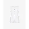Posse Womens Ivory Emma Round-neck Linen Waistcoat In Ivory